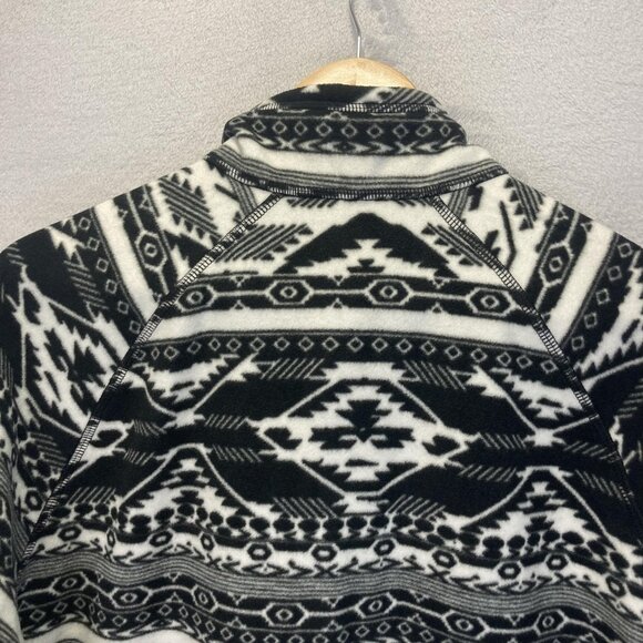 Eddie Bauer Fleece Half Zip Pullover Sweater Womens 2XL Black White Aztec Winter - Picture 15 of 15